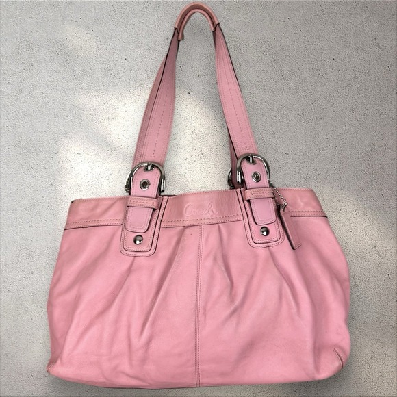 Vtg Y2K Coach Pink Soho Pleated Leather Large Tote Handbag Purse Satchel F13733 - Picture 1 of 8